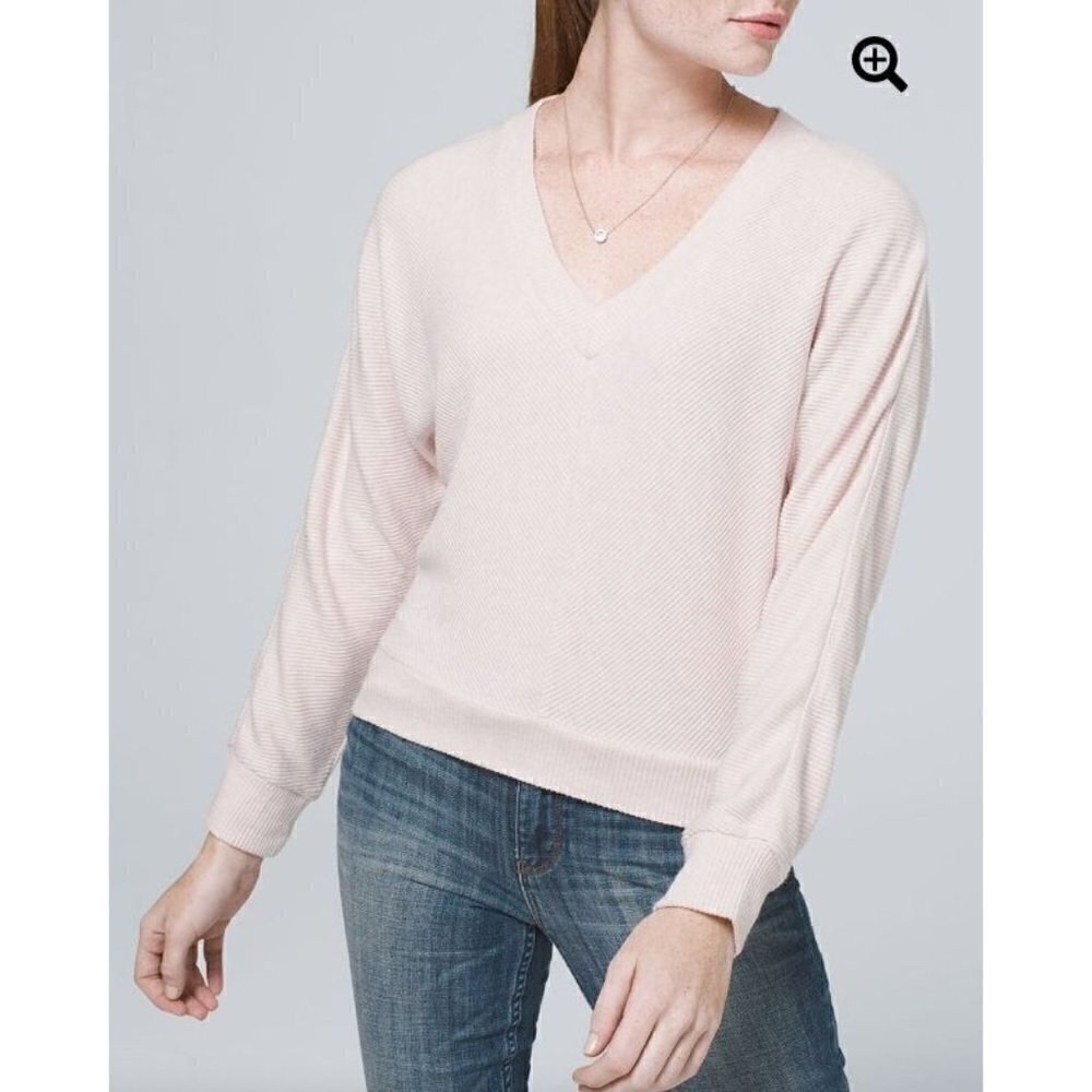 White House Black Market WHBM Light Pink Cozy Knit Pullover Sweater M